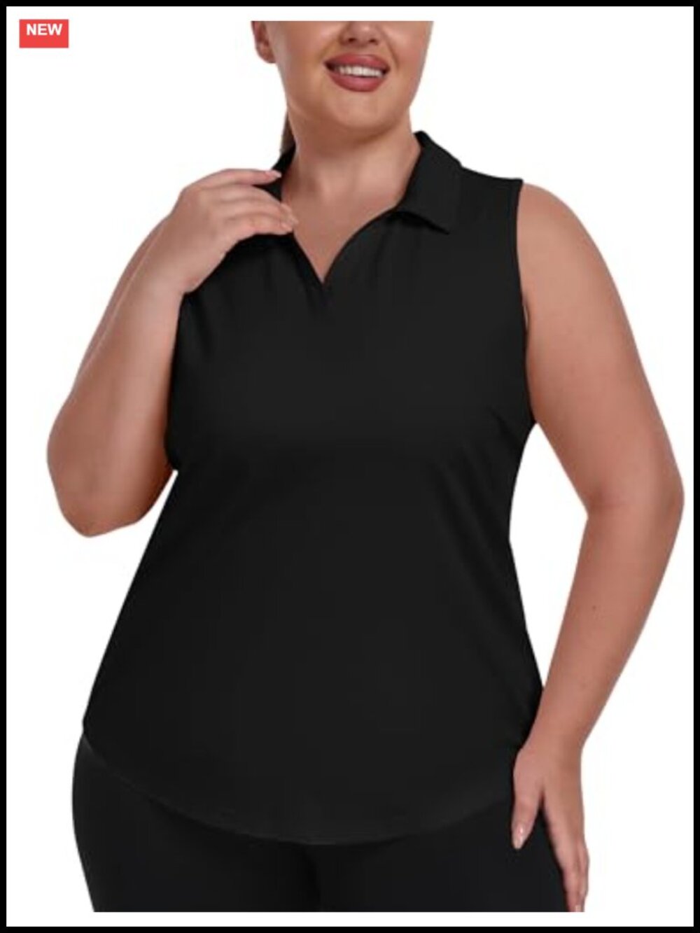 Sleeveless V-Neck Golf Polo Shirt Women's Moisture-Wicking Racerback Athletic